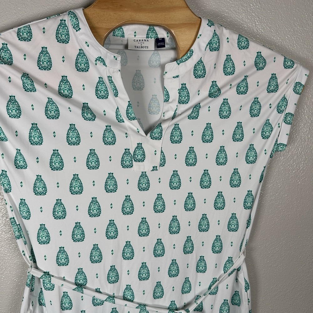 Cabana Life X Talbots Kamari Tie‎ Waist Tunic Cover-Up Dress UPF 50 Green Medium - Picture 2 of 7